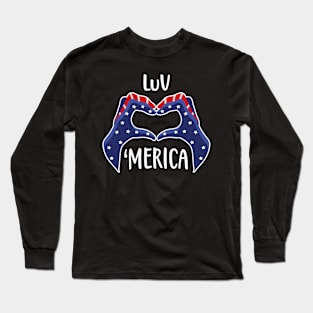 USA Love United States America Heart Hands Patriot Long Sleeve T-Shirt